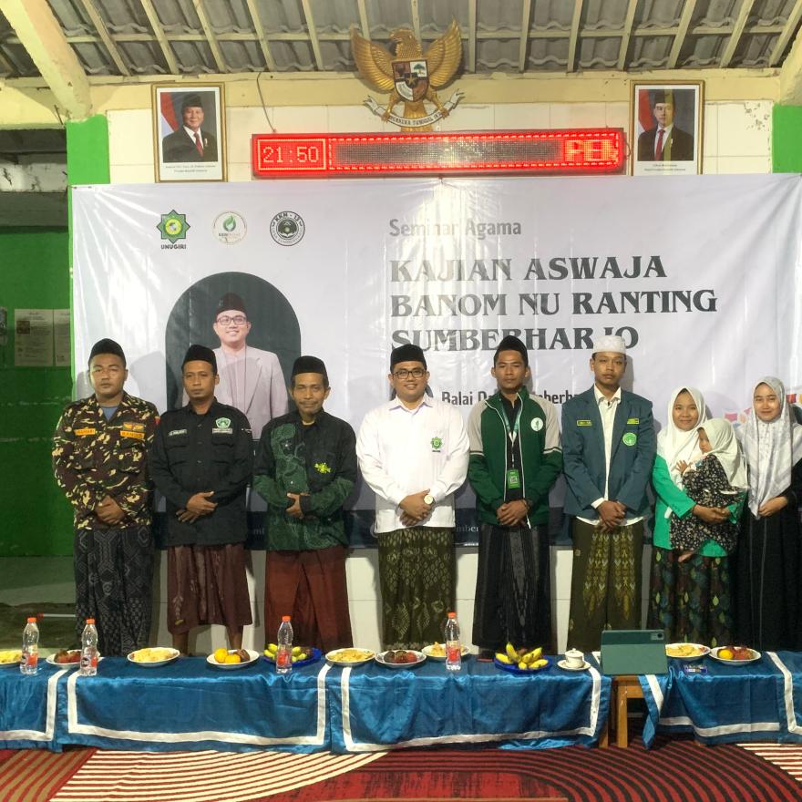 Kegiatan Pelaksanaan Proker KKN 13 UNUGIRI: Seminar Keaswajan Bersama Banom NU Desa Sumberharjo